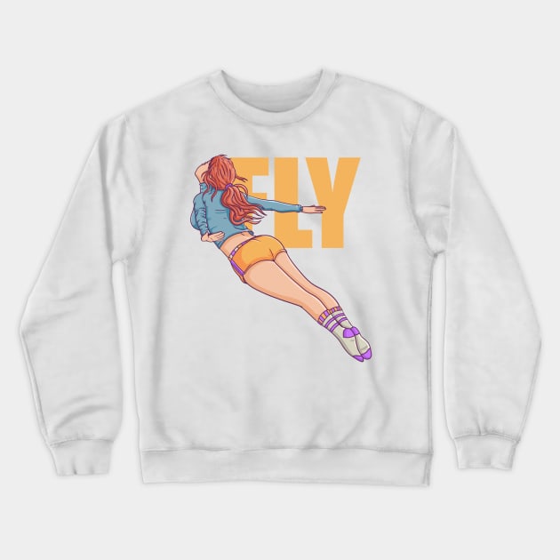 Flying Girl Crewneck Sweatshirt by artub